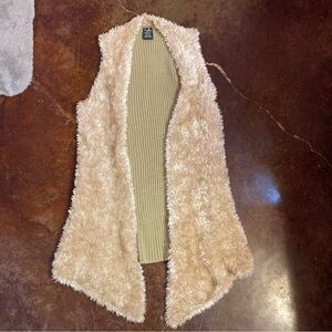 Ladies Tan Eyelash Ribbed Sweater Cardigan